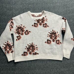 Knox Rose Sweater Womens Large Boho Pullover Knit Floral Cozy Warm Crewneck